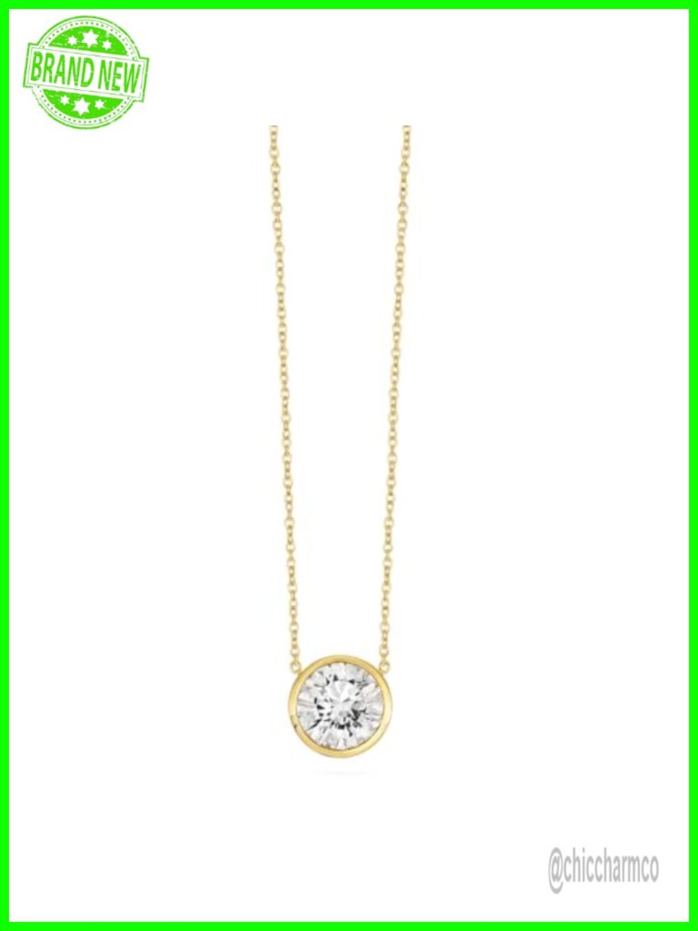 Lab Grown Diamond Solitaire Pendant Necklace 14K Yellow Gold 3 Carat